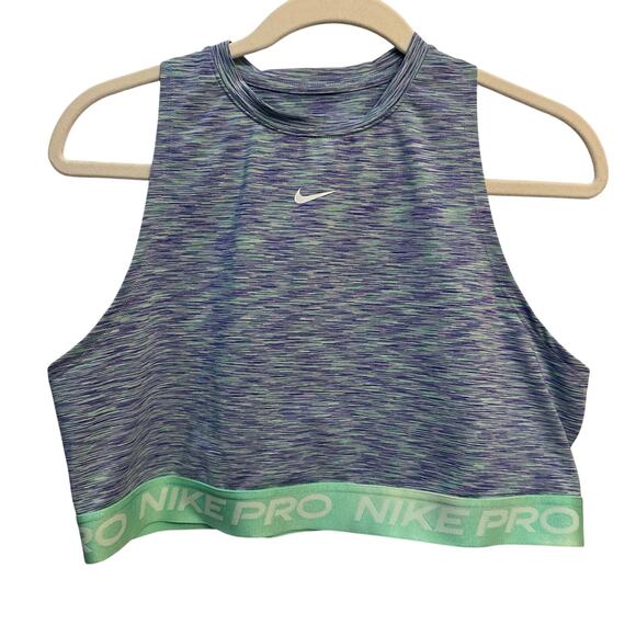 Nike Pro Tank Top Womens XL Purple and Mint Stretch Cropped Yoga Activewear Vest - Picture 1 of 8